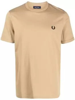 Fred Perry футболка с вышитым логотипом, нейтральный цвет