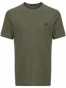 Fred Perry футболка с вышитым логотипом, зеленый