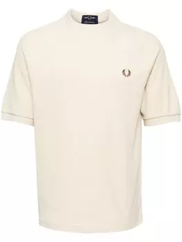 Fred Perry футболка в рубчик с рукавами реглан, нейтральный цвет