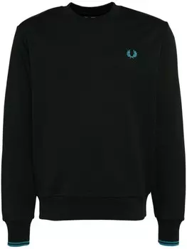 Fred Perry хлопковая толстовка с вышитым логотипом, зеленый