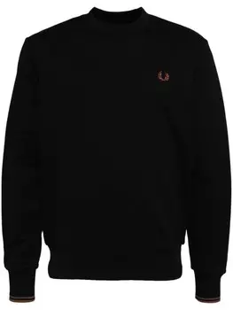 Fred Perry хлопковая толстовка с вышитым логотипом, черный