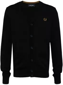 Fred Perry кардиган с V-образным вырезом и вышитым логотипом, черный