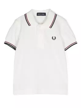 Fred Perry Kids рубашка поло с вышитым логотипом, белый