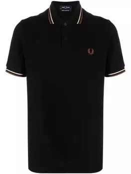 Fred Perry logo-embroidered cotton polo shirt, черный