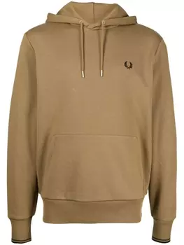 Fred Perry logo-embroidered drawstring hoodie, коричневый