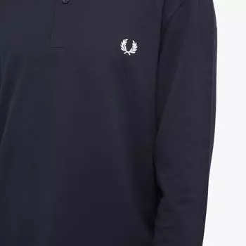 Fred Perry Однотонная рубашка-поло с длинными рукавами, синий