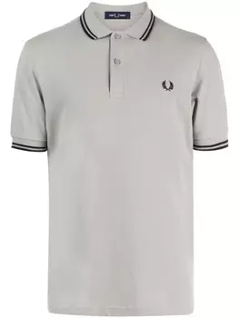 Fred Perry полосатая рубашка поло с вышивкой Laurel Wreath, серый