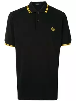 Fred Perry рубашка поло с отделкой в полоску и логотипом, черный