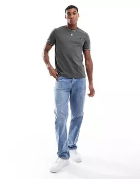 Fred Perry — серая футболка с двойной кромкой
