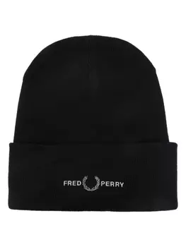 Fred Perry шапка бини с вышитым логотипом, черный