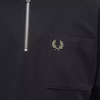 Fred Perry Текстурированная рубашка-поло с воротником на молнии, черный