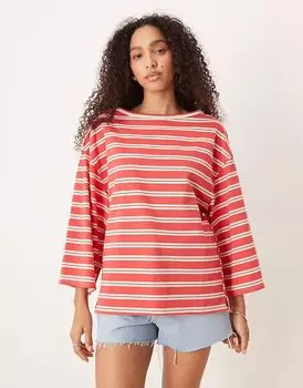 Free People cest la vie мешковатая футболка в красную полоску