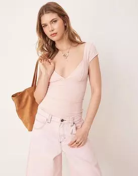 Free People двойной корсет топ-бюстье в балетном розовом цвете