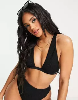 Free Society – Миксуйте и сочетайте – Черный бикини-топ с рюшами и тремя чашками, которые можно носить по-разному