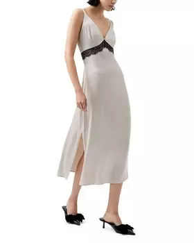 FRENCH CONNECTION Атласное кружевное платье Ennis, белый