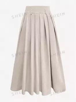 Frenchy, Повседневная юбка, повседневная одежда, высокая талия, ткань для поддержки юбки Shein, абрикосовый