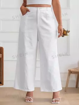 Frenchy Женские простые Однотонные повседневные брюки большого размера Shein, белый