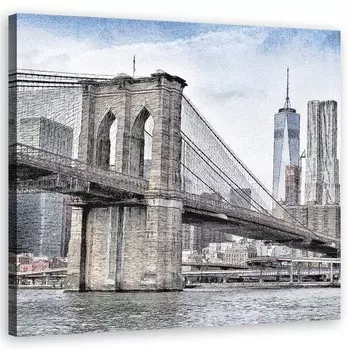 Фреска Feeby New York Stadt Brooklyn Bridge, серый