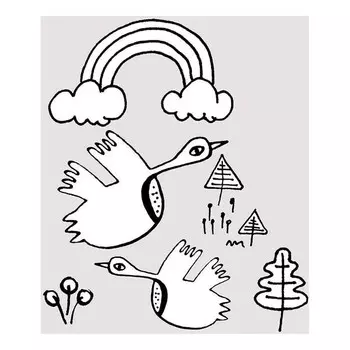 Фреска Komar Scribble Birdy, черно-белый