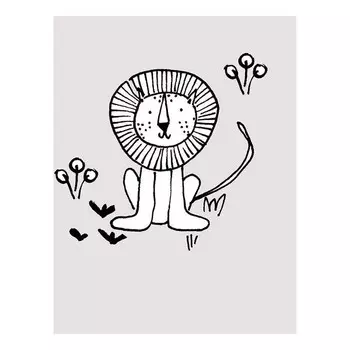 Фреска Komar Scribble Lion, черно-белый