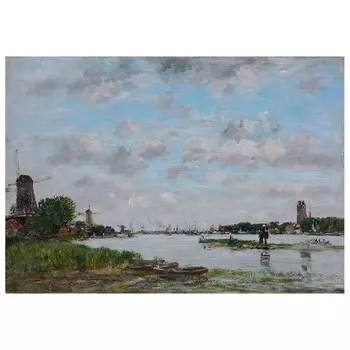 Фреска LegendArte La Meuse Dordrecht E. Boudin, многоцветный