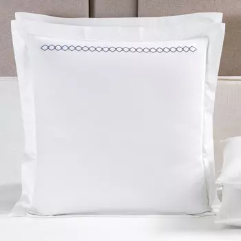 Frette Ромб с вышивкой в европейском стиле, цвет White/Opal Bue