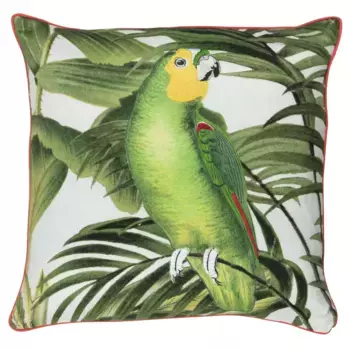 Freundin Home Collection декоративная подушка "Paradise 03 бело-красочный", подушка с полиэстеровым наполнителем, цифровая печать с изображением птицы, 45x45 см 45х45 см, кремовый/зеленый