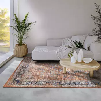 Freundin Home Collection ковер "Аврора", прямоугольный, короткий ворс, противоскользящий, восточный, винтажный, классический, гостиная, прихожая 200х290 см, синий