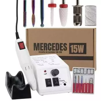 Фрезер для маникюра Mercedes DM298 с набором фрез, белый 15Вт, AllePaznokcie