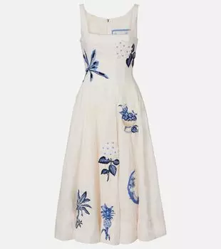 Frontera Wild платье миди из льна с вышивкой Agua by Agua Bendita, Wild