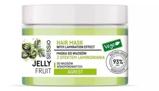 Фруктовая желейная маска для волос с эффектом ламинирования крыжовника, для волос с низкой пористостью, 250 г Sessio