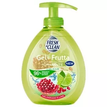 Фруктовый гель для жидкого мыла «Гранат и лайм» с дозатором 300 мл, Fresh & Clean