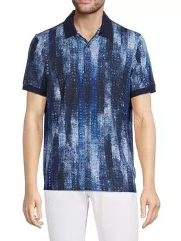 Фулярная трикотажная рубашка-поло с контрастной отделкой 1 Like No Other, темно-синий