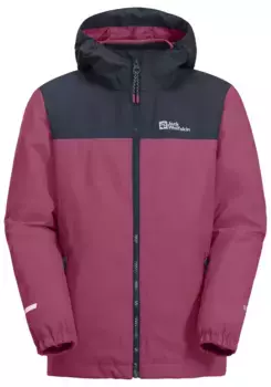 Функциональная куртка 3-в-1 Jack Wolfskin "SNOWCURL 3IN1 JACKET K", с капюшоном, фуксия