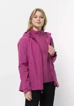 Функциональная куртка 3-в-1 Jack Wolfskin "MOONRISE 3IN1 JKT W" (2 шт.), с капюшоном, цвет New-Magenta