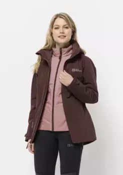 Функциональная куртка 3-в-1 Jack Wolfskin "BERGLAND 3IN1 JKT W", с капюшоном, бордовый