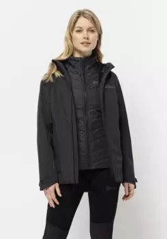 Функциональная куртка 3-в-1 Jack Wolfskin "GLAABACH 3IN1 JKT W" (2 шт.), с капюшоном, черный