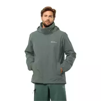 Функциональная куртка Jack Wolfskin "STORMY POINT 2L JKT M", с капюшоном, водоотталкивающая, ветрозащитная и дышащая, зеленый