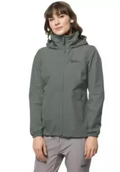 Функциональная куртка Jack Wolfskin "STORMY POINT 2L JKT W", с капюшоном, со складным капюшоном, оливковый