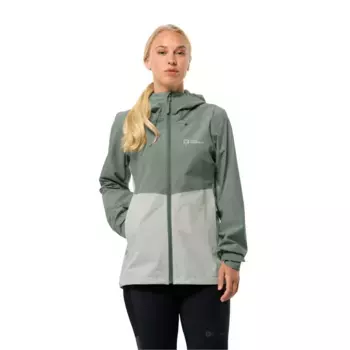 Функциональная куртка Jack Wolfskin "WEILTAL 2L JKT W", с капюшоном, капюшон: прочно прикреплен к куртке, зеленый