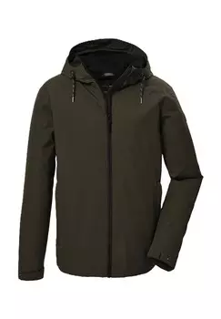 Функциональная куртка, капюшон, воротник стойка, мужская Killtec, цвет 00338 Olive Brown