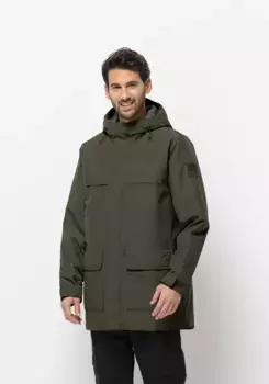 Функциональная парка Jack Wolfskin "WINTERLAGER PARKA M", с капюшоном, цвет Island-Moss