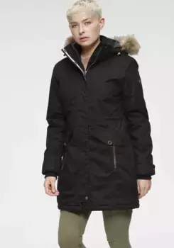 Функциональная парка Polarino с капюшоном, дышащая, ветрозащитная и водонепроницаемая. С теплой подкладкой, черный