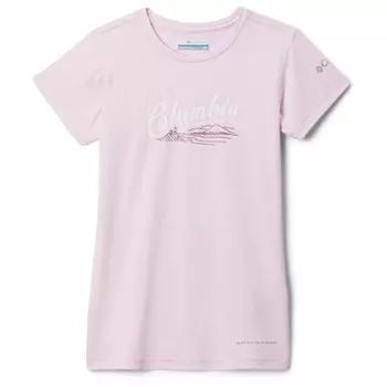 Функциональная рубашка Columbia Kid's Mission Peak Graphic Shirt S/S, цвет Pink Dawn/Scripted Scene