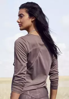 Функциональная рубашка LASCANA ACTIVE с сетчатой вставкой, коричневый
