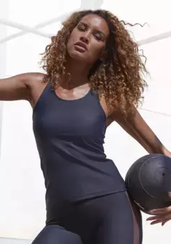 Функциональная рубашка LASCANA ACTIVE с вырезом сзади, черный