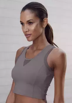 Функциональная рубашка LASCANA ACTIVE со спинкой-борцовкой и сетчатыми вставками, цвет Stone