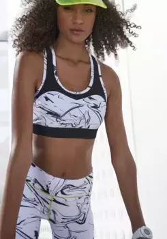 Функциональная рубашка LASCANA ACTIVE "-Sporttop White Marble", с борцовкой на спине и сеткой, цвет Wei-Marmoriert