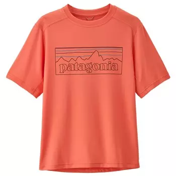 Функциональная рубашка Patagonia Kid's Cap SW T Shirt, цвет P 6 Outline/Coho Coral