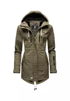 Функциональное пальто цвета коричной козы MARIKOO, цвет Olive Lines